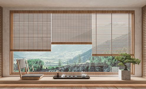 New Chinese-style Roller Bamboo Shutter 3d model