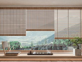 New Chinese-style Roller Bamboo Shutter 3d model