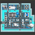 Cartoon Style Mini City Layout With Colorful Buildings Roads Clouds And Decorative Borders