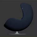 Stylish Blue Curved Velvet Chair With Padded Seat And Metal Base
