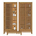 Bamboo Storage Cabinet With Sliding Doors And Shelves For Home Organization