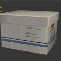 White Cardboard Box With Contents Label Date Class Number Fields Fragile Sticker And Blue Stripe
