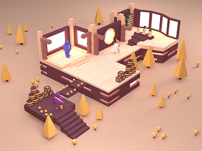 Modern cartoon scene sand table beautiful Chen 3d model