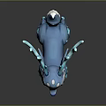 Blue Glowing Deer 3D Model With Antlers Spots And White Belly Standing On Gray Background