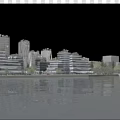 Modern Waterfront Architectural Design With Urban Building Reflections And Overcast Sky