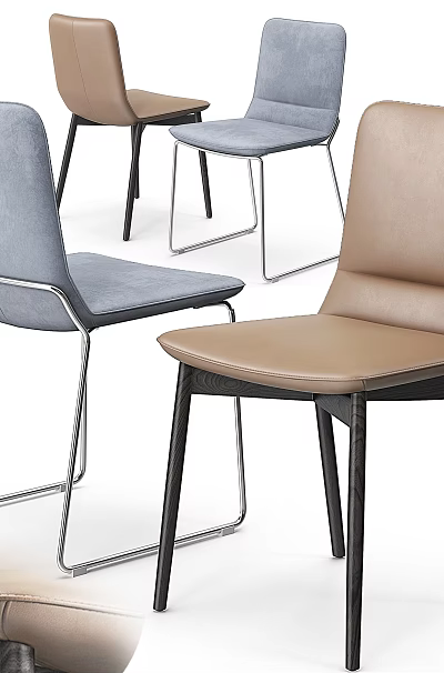 Modern Office Chair With Multiple Colors Leather Upholstery And Metal Wooden Legs Design 3d model