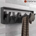 Black City Skyline Coat Rack With Plaid Coat And Hat 3d model