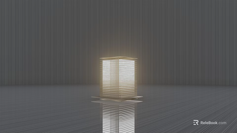 Modern Square Outdoor Light With Woven Texture Illuminated On Smooth Surface 3d model 