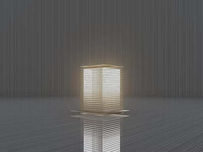 Modern Square Outdoor Light With Woven Texture Illuminated On Smooth Surface 3d model