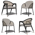Modern Leisure Chair With Woven Back Black Metal Frame And White Cushion Design