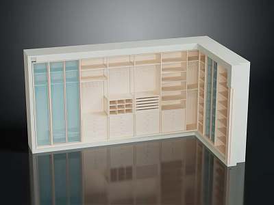White Corner Storage Furniture With Multiple Compartments Drawers And Glass Doors 3d model