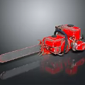 Red Chainsaw With Two Cylinder Engine Metal Chain And Handle Grip 3d model