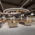 Modern Supermarket Grocery Interior With Fresh Produce Counters Bright Lighting And Organized Shelves