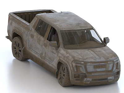 Old GMC Pickup Truck With Dirty Worn Exterior And Large Wheels Design 3d model