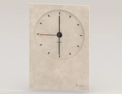 Minimal Clock Pendant with Round Dial Black Hands Orange Second Hand and Concrete Texture 3d model