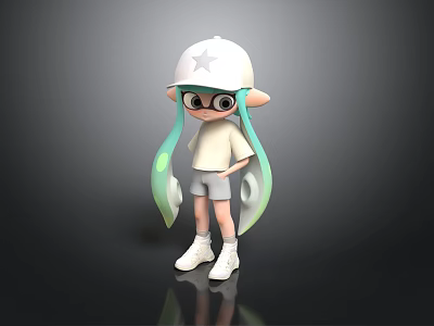 Adorable Daily Casual Life Clothing Set White Star Hat T Shirt Gray Shorts And Shoes 3d model