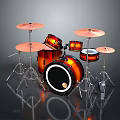 Stylish Modern Drum Set With Colorful Drums And Cymbal Stands For Home Use