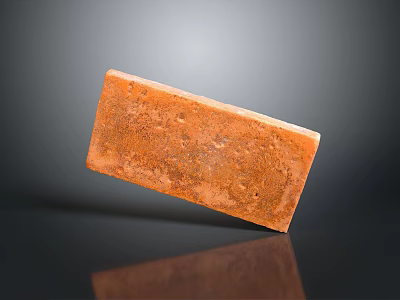 Orange Brick With Rough Surface Texture On Dark Background Showing Reflection 3d model