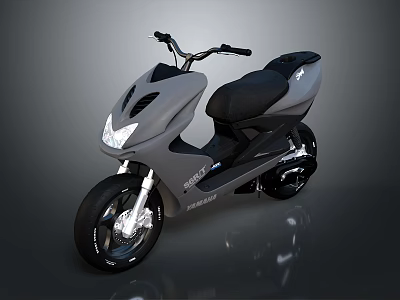 Modern Gray And Black Scooter With Sleek Streamlined Body Black Seat Front Headlight And Wheels 3d model