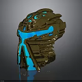Futuristic Golden Ring With Blue Glowing Accents And Intricate Patterns