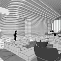 Modern Office Lobby Front Desk With Glass Walls Bright Lighting And Tiled Floor