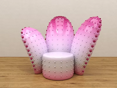 Modern Cactus Shaped Public Chair With Pink Gradient And Bumpy Dots Design 3d model