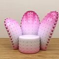 Modern Cactus Shaped Public Chair With Pink Gradient And Bumpy Dots Design 3d model