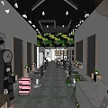 Modern Beauty Salon Interior Featuring Styling Chairs Mirrors Decorative Paintings Green Plants And Marble Counter