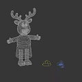 Cartoon Deer Characters In Traditional Outfits With Blue Patterns And Red Sash Smiling Open Arms