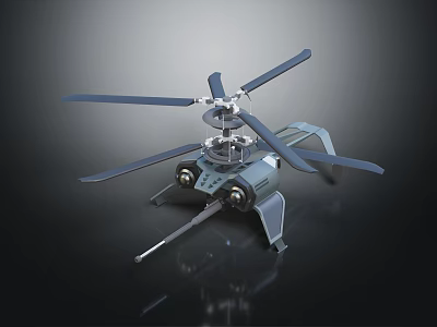 Modern Unmanned Drone With Four Rotor Blades And Mechanical Structure 3d model