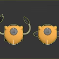 Yellow Toy Robots With Transparent Domes Gray Legs And Black Attachments