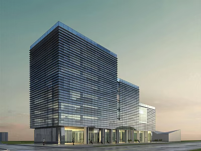 Modern High Rise Glass Office Building With Reflective Facade And Exterior Design 3d model