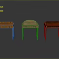 Three Wooden Side Tables With Various Designs Drawers And Slender Legs On Dark Background