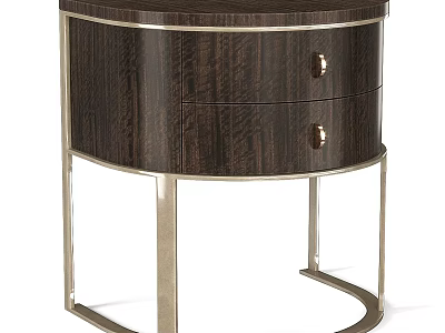 Modern Chest of Drawers With Dark Wood Finish Two Drawers And Metal Legs Design 3d model