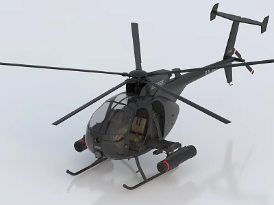 Black Military Helicopter With Rotors Weapons And Compact Fuselage Design 3d model