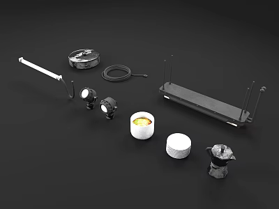 Stylish Modern Furniture Accessories With Shelf Cylindrical Containers And Decorative Pieces 3d model