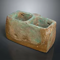 Ancient Animal Themed Ceramic Vessel With Two Compartments And Patinated Surface