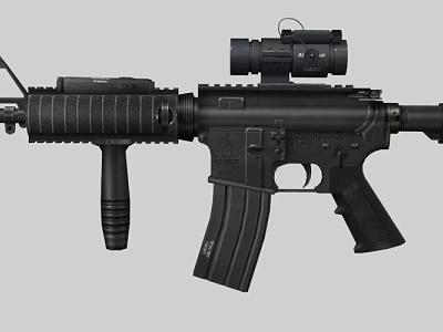 Modern Black Tactical Rifle with Mounted Scope Magazine and Ergonomic Grip Design 3d model