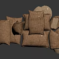 Practical Burlap Storage Bags for Household Use with Stacked Design and Textured Fabric