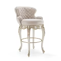 Light Gray And Blue Bar Stools With Carved Legs And Tufted Details