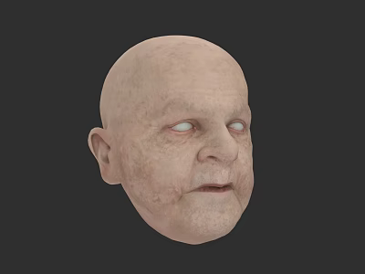 Elderly Man With Bald Head Facial Wrinkles And Age Spots Against Dark Background 3d model
