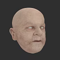 Elderly Man With Bald Head Facial Wrinkles And Age Spots Against Dark Background