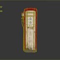 Vintage Red And White Fuel Pump With Worn Surface And Display On Gray Background