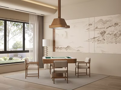 New Chinese Chess and Card Room Jewelry Decoration Floor Lamp Carpet Background Wall 3d model