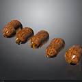Delicious Five Textured Sausages Arranged on Black Background with Clear Reflections