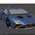 Blue Supercar With Rear Spoiler Yellow Headlights And Sporty Exterior Design