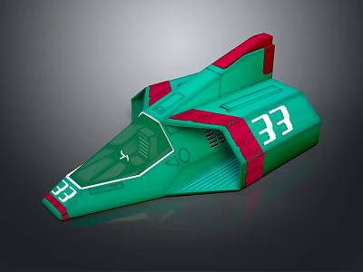 Green And Red Futuristic Model With Aerodynamic Design And Number 33 3d model