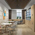 School Activity Room Interior With Bright Windows Tables Chairs Green Plants And Colorful Cushions