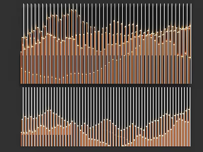 Modern Accent Wall With Vertical Stripes And Wavy Brown Gold Abstract Patterns 3d model