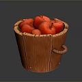 Practical Home Living Supplies Wooden Bucket With Fresh Red Apples